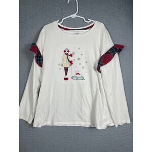 Crown & Ivy Kids Girls Size M Winter Themed Long Sleeve Shirt Holiday Christmas